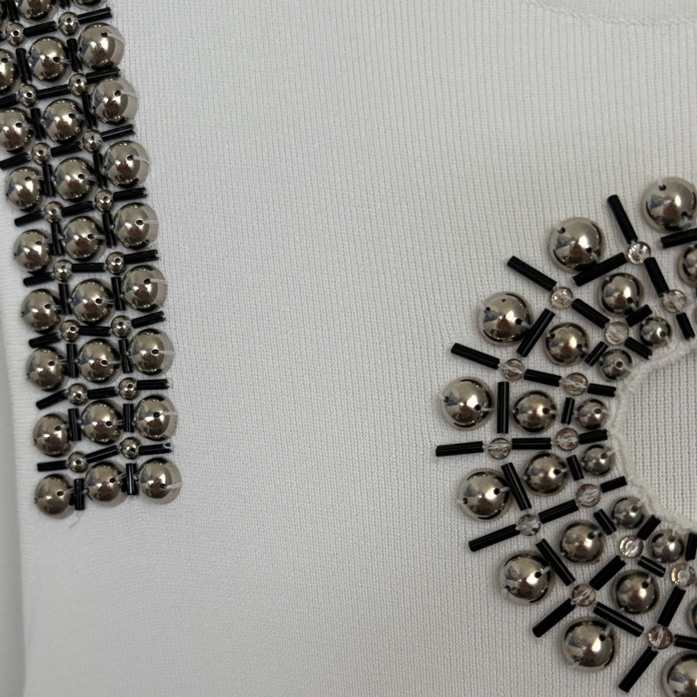 Emilio Pucci White Dress with Black and silver Embellishments - Picture 3 of 4